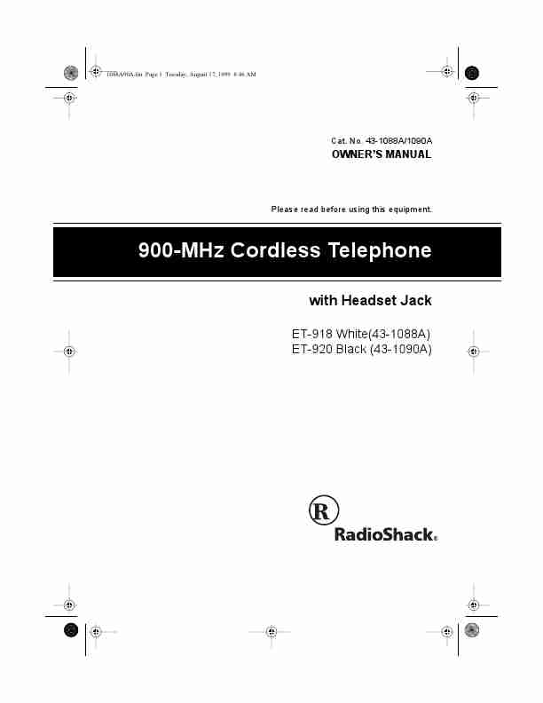 Radio Shack Cordless Telephone 43-1088A-page_pdf